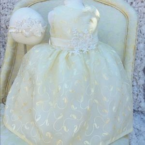 Baby girl silk embroidery organza dress for flower girls 3m 6m 12m 18m 24m